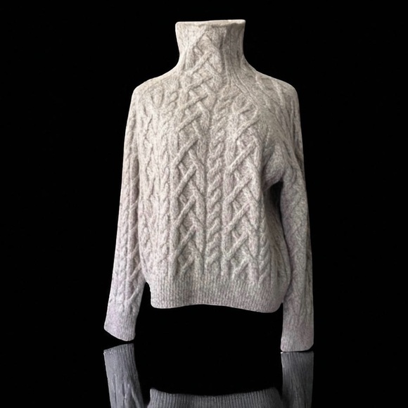 Vince Sweaters - VINCE Oversized Cable-Knit Turtleneck Sweater Wool Cashmere Blend